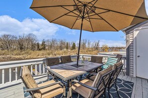 Private upper deck overlooking the harbor