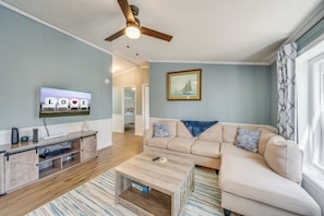 Relax in the spacious Living Area with Free WiFi and Flat Screen Smart TV.