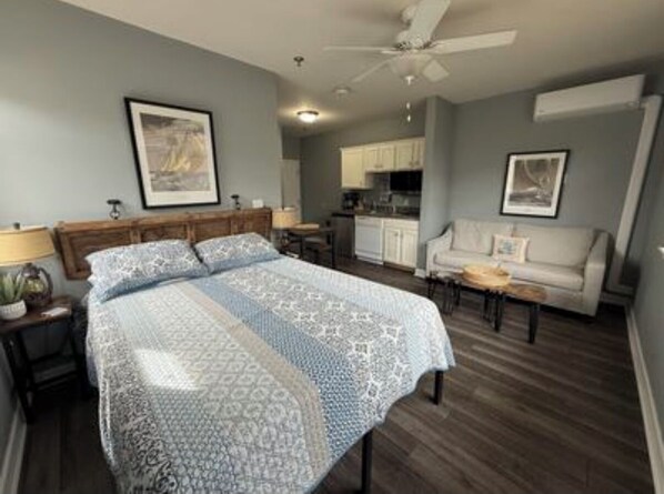 Queen bed with full sleeper sofa

