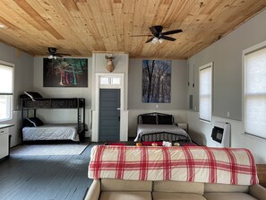View of beds from living area
