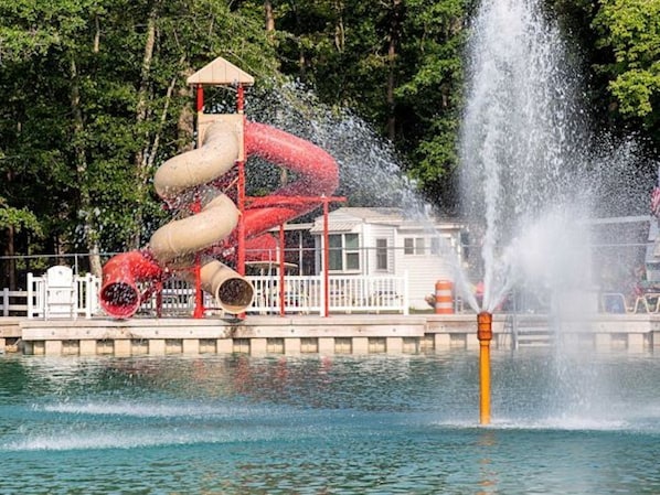 Lake with slides