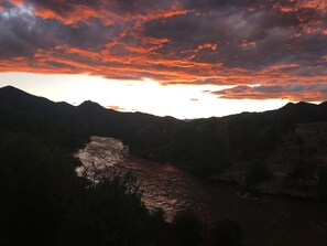 A long sunset from the deck of the River Retreat