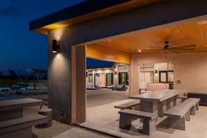 Outdoor dining area.