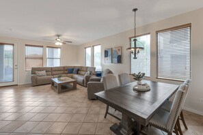 Dining for 4 at the kitchen table right off the living area