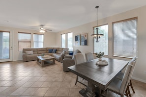 Dining for 4 at the kitchen table right off the living area