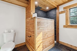 Clean lines and calming tones create a spa-like shower experience