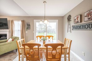 Gather for meals together at the dining table, seating 6