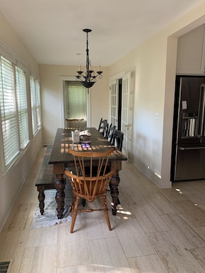Kitchen table is custom made and seats 10 people for a feast!