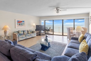Living room with large tv