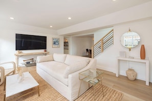 Living Room with Fireplace & Television