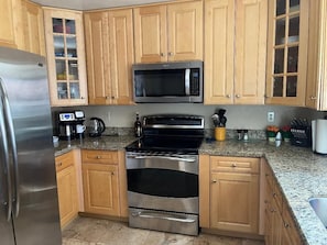 Kitchen right off the living room