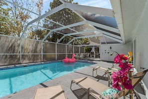 Here is the big heated pool with plenty of space to relax