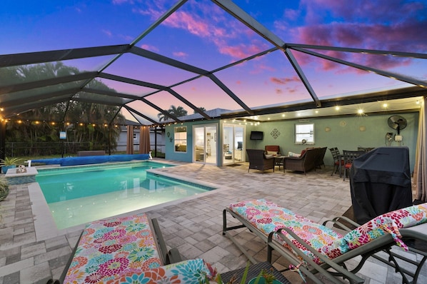 Pool Area Near Sunset