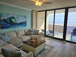 Comfortable living room with incredible view!