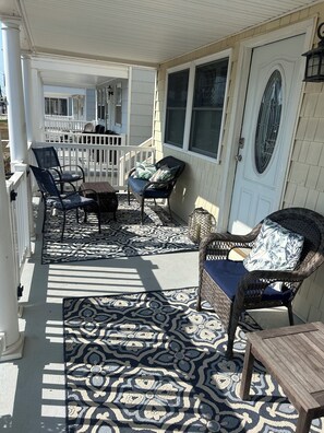 Oudoor seating by the porch area
