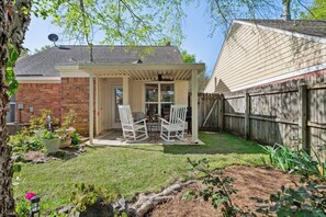 Outdoor Porch with Fan and Rocking and Patio Chairs for morning coffee