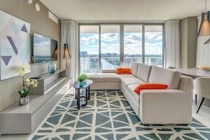Our cozy living room and breathtaking views!