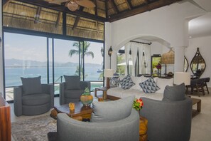 Living / dining room with ocean views