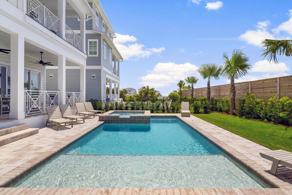 The large pool can be heated during cooler months