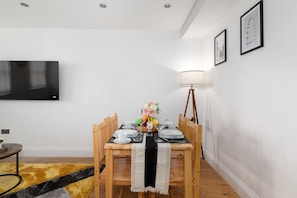 Modern dining space, ideal for enjoying meals or planning your next adventure