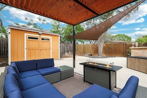 Gather around the inviting firepit for a warm and cozy experience, perfect for sharing stories and creating lasting memories.