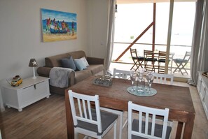 living room and dining area