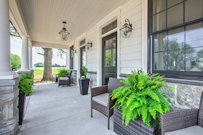 Front porch with wicker furniture