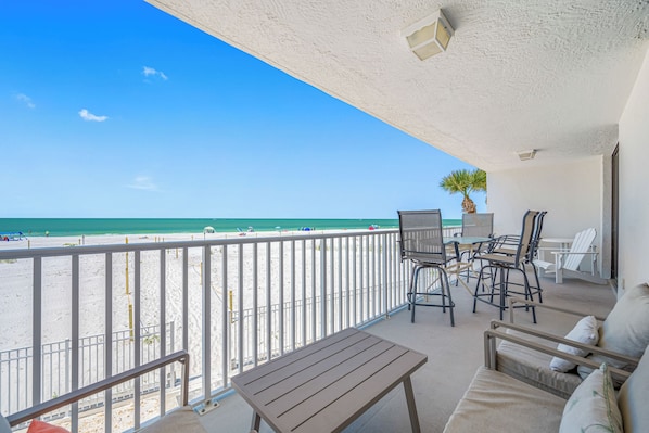 Relax and enjoy breathtaking Gulf views from your private beachfront balcony—perfect for morning coffee or sunset dinners.