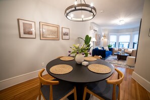 Open dining room next to living room so all your guests can be together in the common space. 