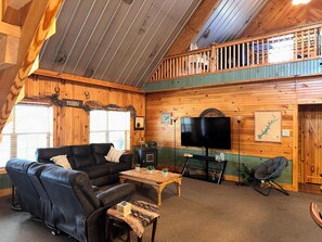 View from underneath the stairs, next to the kitchen.