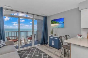 Step out onto your private balcony and let the sounds of the waves enhance your coastal living experience.