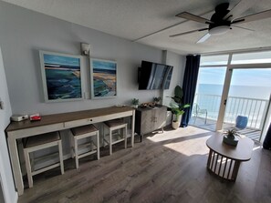 Seating to eat meals in or a good space to do some work on your laptop.