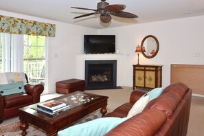 Living Room with Fireplace and Smart TV
