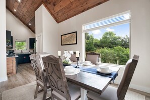Large dining table for romantic dinners, work space or board games. 