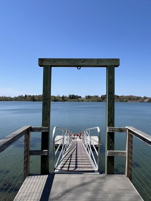 Feel free to launch the complimentary new kayaks and canoe from the dock here.