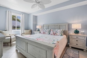 Primary bedroom with 55" Smart TV & ensuite