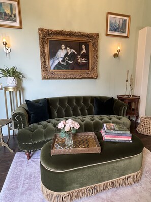 Lush decor with authentic art.