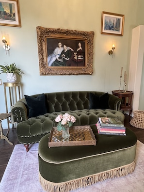 Lush decor with authentic art.