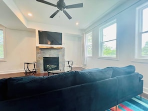 Living room + fireplace