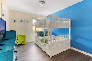 Sensational Themed Monsters S.A Bedroom with bunk bed and tv. 