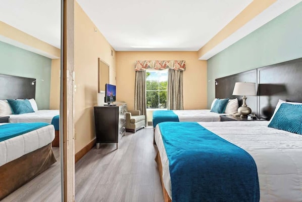 Splendid hotel bedroom with blue details