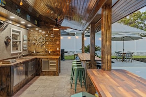 Outdoor kitchen and bar.