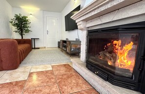 cozy fireplace in the living room