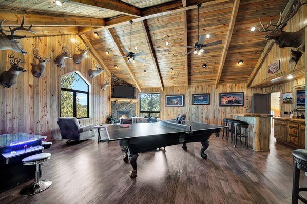 Game room upper level- pool table converted to ping pong