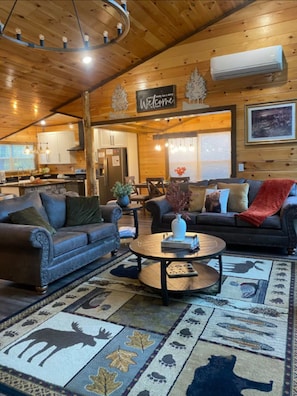 Large open concept rooms with lots of seating and places to hang out