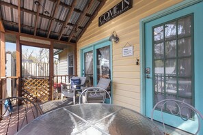 The exterior area is perfect for hanging out and enjoying the fresh air.