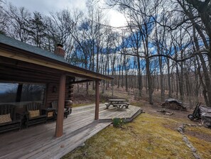 Outdoor picnic table and firepit