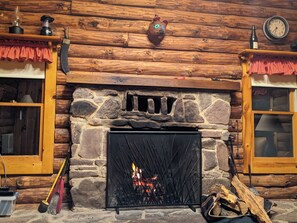 wood burning fireplace