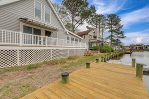 Cottage Exterior | Furnished Deck | Private Boat Dock | Water Views & Access