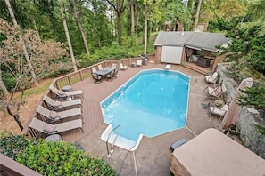 Stretch out on the lounge chairs or gather around the patio tables for meals with a view.